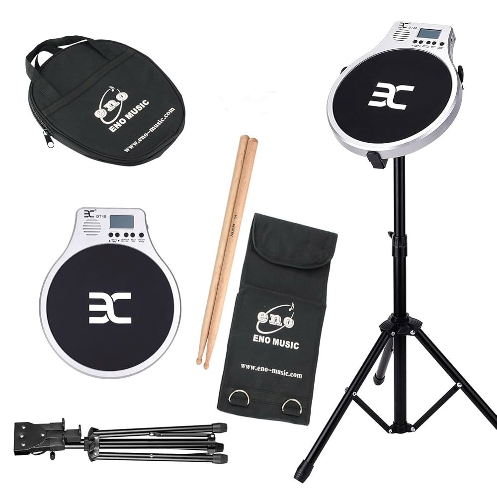 EX 전자 연습 드럼 패드 세트 LCD 메트로놈 스탠드 백 드럼스틱 초보자용 고무 휴대용 트레이닝 전문가용