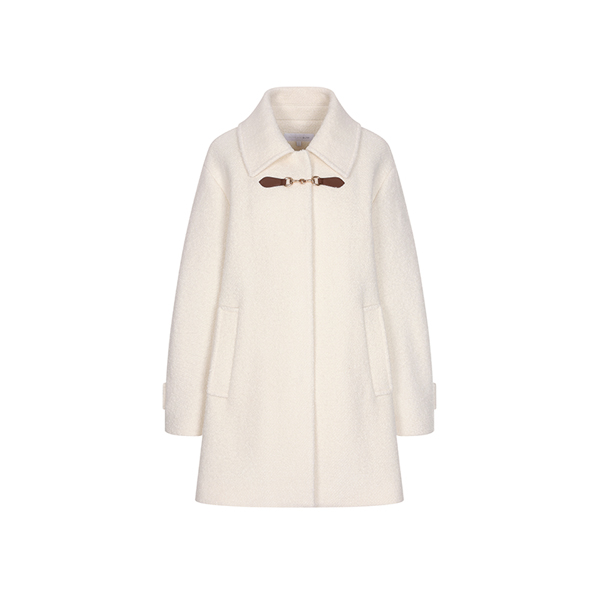 올리브데올리브 가죽 장식 부클 하프 코트 OW5XHA580