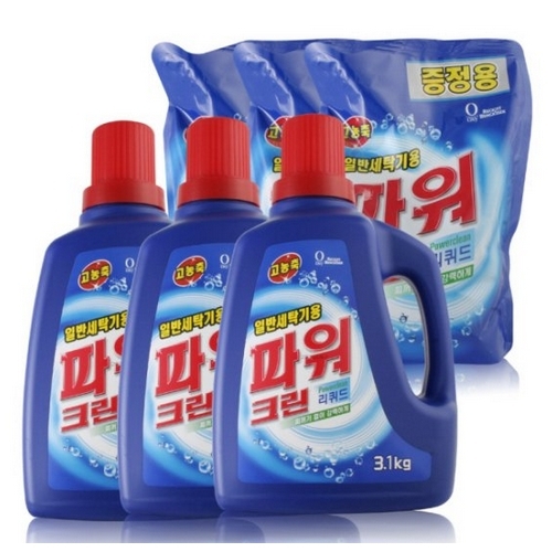 옥시레킷벤키저 파워클린 파워크린 리퀴드 일반용 액체세제 용기 3.1kg + 리필 700ml (3+3개)