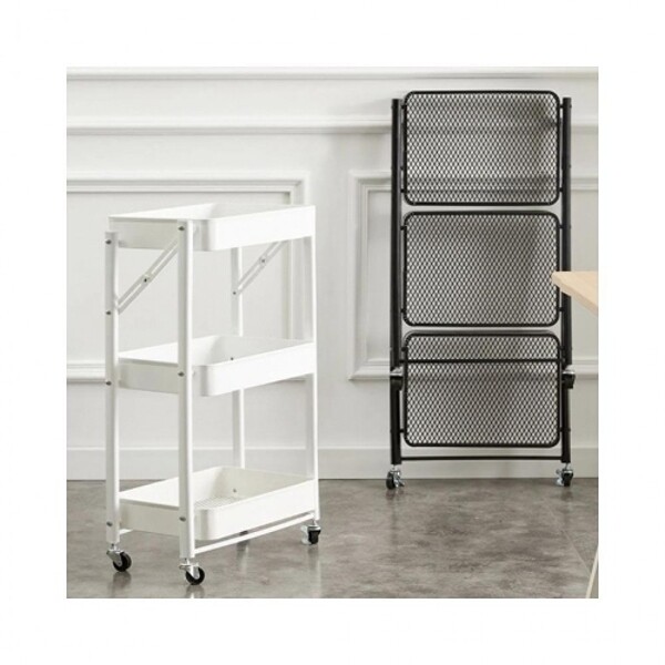 까사마루 이동식 슬림 틈새 선반 3단, 화이트 상세사진 3